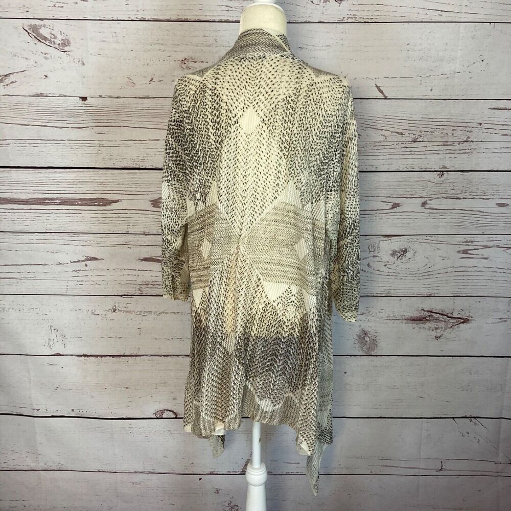 Nic + Zoe Sweater Womens Plus 1X Linen Blend Open Cardigan Midi‎ Geometric - Picture 3 of 7